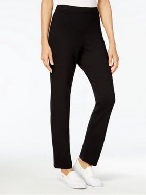 Karen Scott Sport Pull-On Straight-Leg Pants size S, black